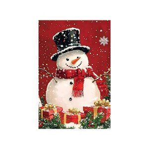 Red Snowman Unframed Canvas Wall Art  24" X 36"